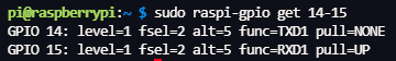 sudo raspi-gpio get 14-15